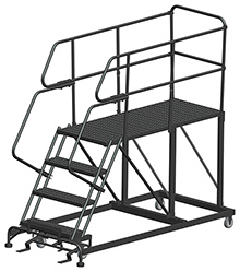 Mobile Work Platform with Serrated Tread - 4 Step, 36" x 60" Platform, 40" Platform Height