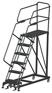 Mobile Work Platform with Serrated Tread - 6 Step, 24" x 36" Platform, 60" Platform Height