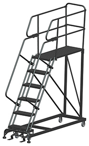 Mobile Work Platform with Serrated Tread - 6 Step, 24" x 48" Platform, 60" Platform Height