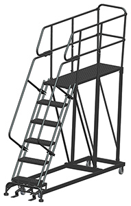 Mobile Work Platform with Serrated Tread - 6 Step, 24" x 60" Platform, 60" Platform Height