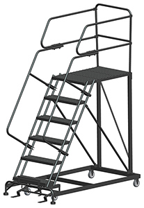 Mobile Work Platform with Serrated Tread - 6 Step, 36" x 36" Platform, 60" Platform Height