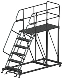 Mobile Work Platform with Serrated Tread - 6 Step, 36" x 60" Platform, 60" Platform Height