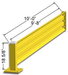 10ft. W x 18 in. H Steel Guard Rail - Single High Adder