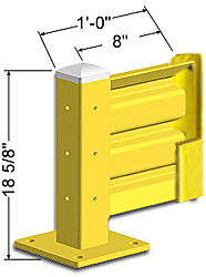 Lift-Out Steel Guard Rail - Single High Adder at 12 inch Post centers