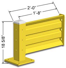 2ft. W x 18 in. H Steel Guard Rail - Single High Adder