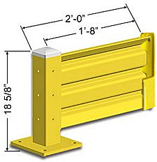 Lift-Out Steel Guard Rail - Single High Adder at 24 inch Post centers
