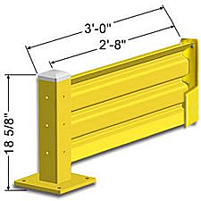 Lift-Out Steel Guard Rail - Single High Adder at 36 inch Post centers