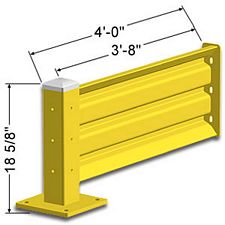 4ft. W x 18 in. H Steel Guard Rail - Single High Adder