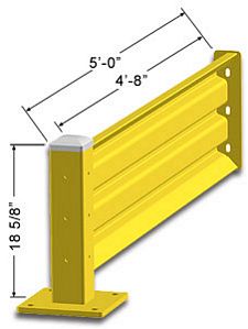 5ft. W x 18 in. H Steel Guard Rail - Single High Adder
