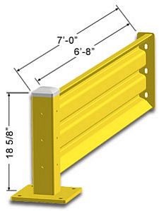 7ft. W x 18 in. H Steel Guard Rail - Single High Adder