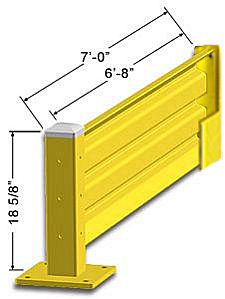 Lift-Out Steel Guard Rail - Single High Adder at 84 inch Post centers