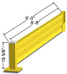 Lift-Out Steel Guard Rail - Single High Adder at 108 inch Post centers