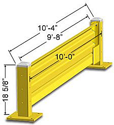 Lift-Out Steel Guard Rail - Single High Starter at 120 inch Post centers