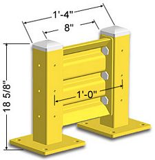 1ft. W x 18 in. H Steel Guard Rail - Single High Starter