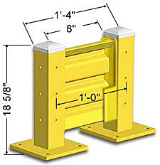 Lift-Out Steel Guard Rail - Single High Starter at 12 inch Post centers