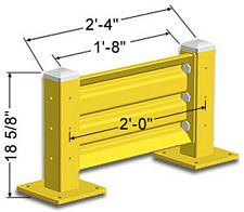 2ft. W x 18 in. H Steel Guard Rail - Single High Starter