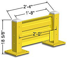 Lift-Out Steel Guard Rail - Single High Starter at 24 inch Post centers