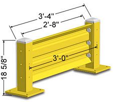 3ft. W x 18 in. H Steel Guard Rail - Single High Starter