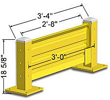 Lift-Out Steel Guard Rail - Single High Starter at 36 inch Post centers