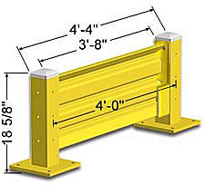Lift-Out Steel Guard Rail - Single High Starter at 48 inch Post centers