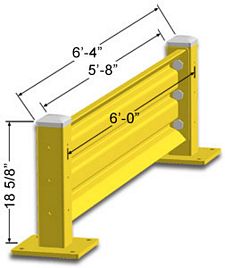6ft. W x 18 in. H Steel Guard Rail - Single High Starter