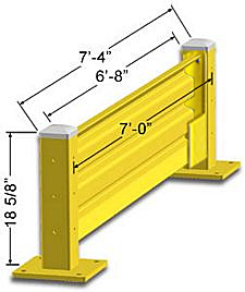 Lift-Out Steel Guard Rail - Single High Starter at 84 inch Post centers