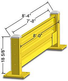 Lift-Out Steel Guard Rail - Single High Starter at 96 inch Post centers