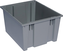 Stack & Nest Tote - 19-1/2"L x 15-1/2"W x 13"H, 1.7 Cubic Feet - Carton of 6