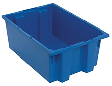 Stack & Nest Tote - 19-1/2"L x 13-1/2"W x 8"H, 0.8 Cubic Feet - Carton of 6