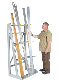 Vertical Bar Storage Rack - Floor-mounted, Zinc-plated, 36"W x 24"D x 72"H, 2,000 lbs. Capacity