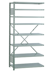 Open Steel Industrial Shelving - 36" W x 18" D x 75" H, 8-Shelf Adder, 800 lbs. cap. per shelf