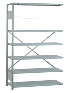 Open Steel Industrial Shelving - 48" W x 18" D x 75" H, 6-Shelf Adder, 575 lbs. cap. per shelf