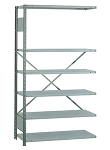 Open Steel Industrial Shelving - 42" W x 24" D x 87" H, 6-Shelf Adder, 650 lbs. cap. per shelf