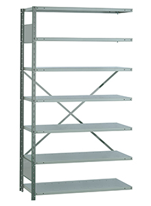 Open Steel Industrial Shelving - 42" W x 24" D x 75" H, 7-Shelf Adder, 650 lbs. cap. per shelf