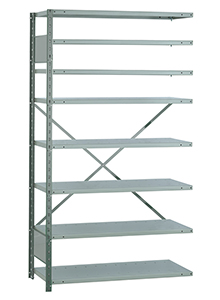 Open Steel Industrial Shelving - 42" W x 24" D x 87" H, 8-Shelf Adder, 650 lbs. cap. per shelf