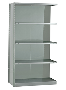 Closed Steel Industrial Shelving - 42" W x 24" D x 87" H, 5-Shelf Adder, 650 lbs. cap. per shelf