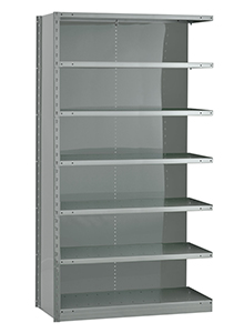 Closed Steel Industrial Shelving - 42" W x 24" D x 75" H, 7-Shelf Adder, 650 lbs. cap. per shelf