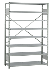 Open Steel Industrial Shelving - 48" W x 18" D x 75" H, 8-Shelf Starter, 575 lbs. cap. per shelf