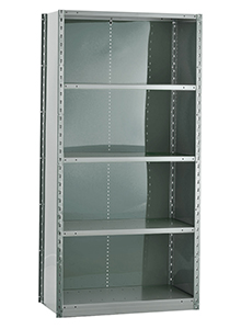 Closed Steel Industrial Shelving - 36" W x 12" D x 87" H, 5-Shelf Starter, 750 lbs. cap. per shelf
