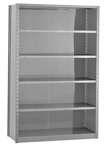 Closed Steel Industrial Shelving - 48" W x 18" D x 75" H, 6-Shelf Starter, 575 lbs. cap. per shelf