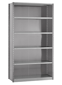 Closed Steel Industrial Shelving - 48" W x 18" D x 87" H, 6-Shelf Starter, 575 lbs. cap. per shelf