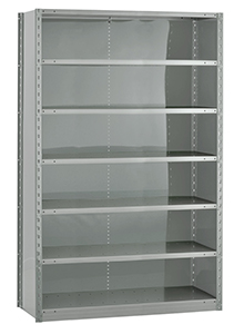 Closed Steel Industrial Shelving - 48" W x 18" D x 87" H, 7-Shelf Starter, 575 lbs. cap. per shelf