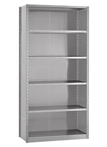 Closed Steel Industrial Shelving - 42" W x 12" D x 75" H, 6-Shelf Starter, 650 lbs. cap. per shelf
