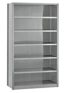 Closed Steel Industrial Shelving - 42" W x 18" D x 87" H, 7-Shelf Starter, 650 lbs. cap. per shelf