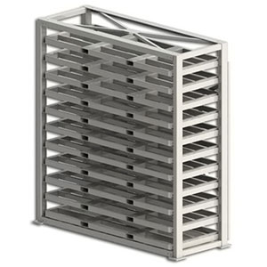 Sheet Metal Stacker with Fork Pockets - 8' H, 11 Shelves, 96"W x 48"D Sheet Size