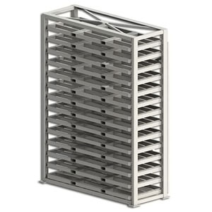 Sheet Metal Stacker with Fork Pockets - 10' H, 14 Shelves, 144"W x 60"D Sheet Size
