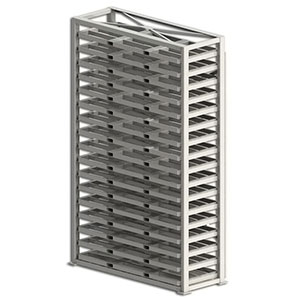 Sheet Metal Stacker with Fork Pockets - 12' H, 17 Shelves, 144"W x 72"D Sheet Size