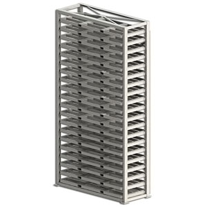Sheet Metal Stacker with Fork Pockets - 14' H, 20 Shelves, 144"W x 48"D Sheet Size
