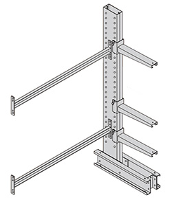 Medium Duty Cantilever Rack Adder - Single Sided, 6'H, 33" Base, 12" Straight Arms, 3 Levels, 47"W Braces