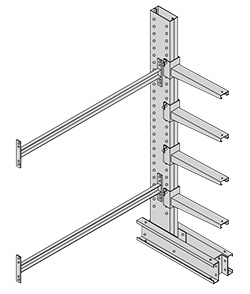 Heavy Duty Cantilever Rack Adder - Single-Sided, 8'H, 37" Base, 24" Arms, 4 Levels